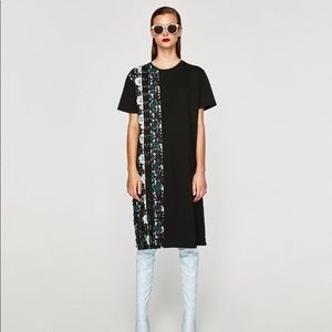 Zara Black Dress with Crochet and Plaid Detail